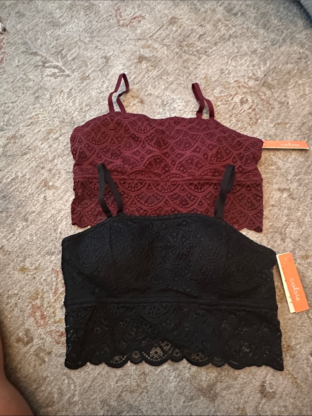 Colsie Lace Bralette Camisoles - Burgundy and Black